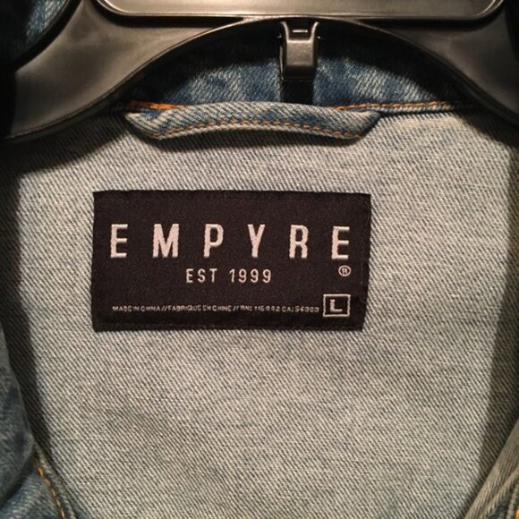 Empyre Denim Jean Destroyed Distressed Jacket L - Picture 2 of 3